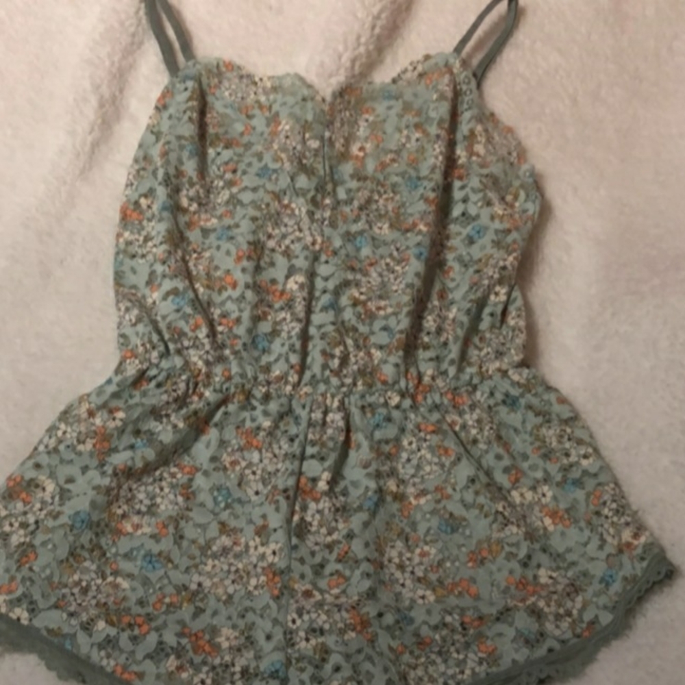 Victoria's Secret Lace Floral Romper - Blue, Orange, White